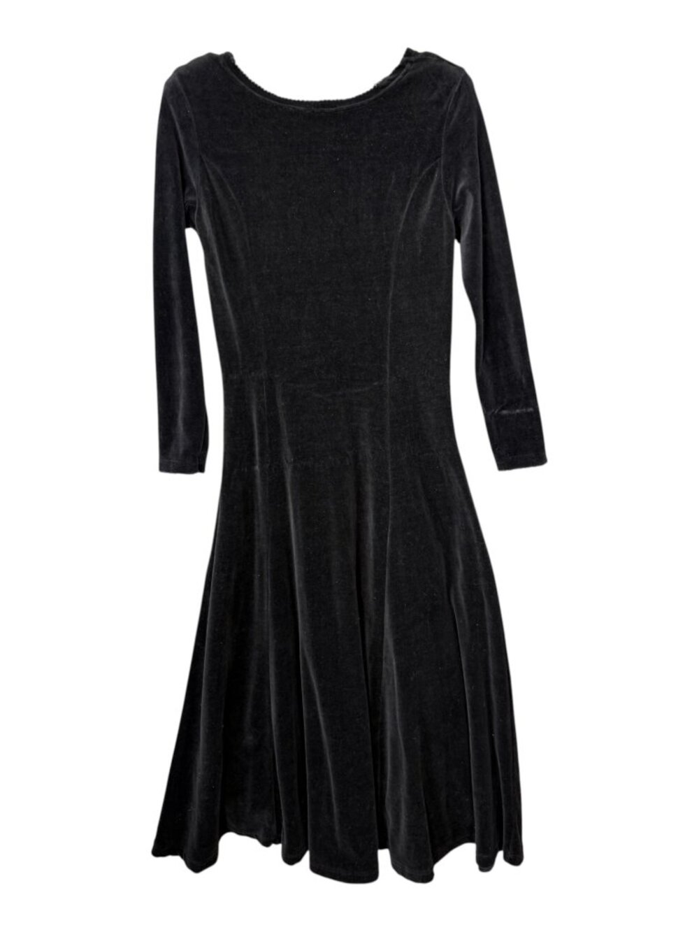 Vintage Black Velvet Long Sleeve Maxi Dress Whimsigoth Goth Minimalist Modest S